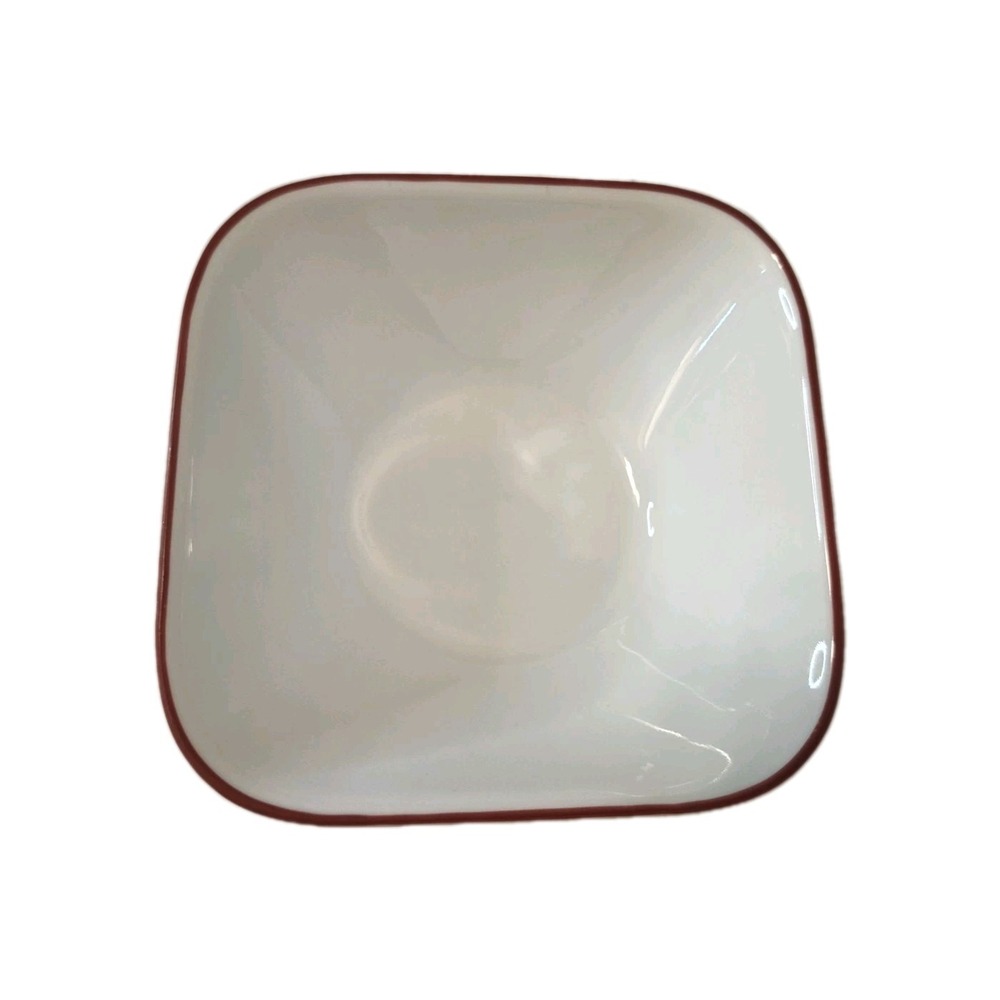 Corelle Splendor Square Bowls 22-Ounce Red Trim Cereal Soup Bowls Set of 4